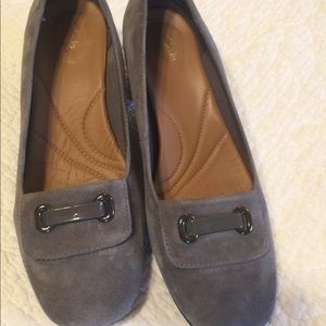 Women’s Clarks- gray suede shoes